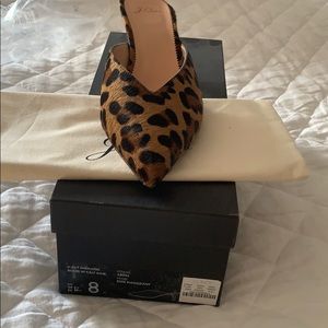 J Crew V High Heel Mules in Leopard calf - 8.5